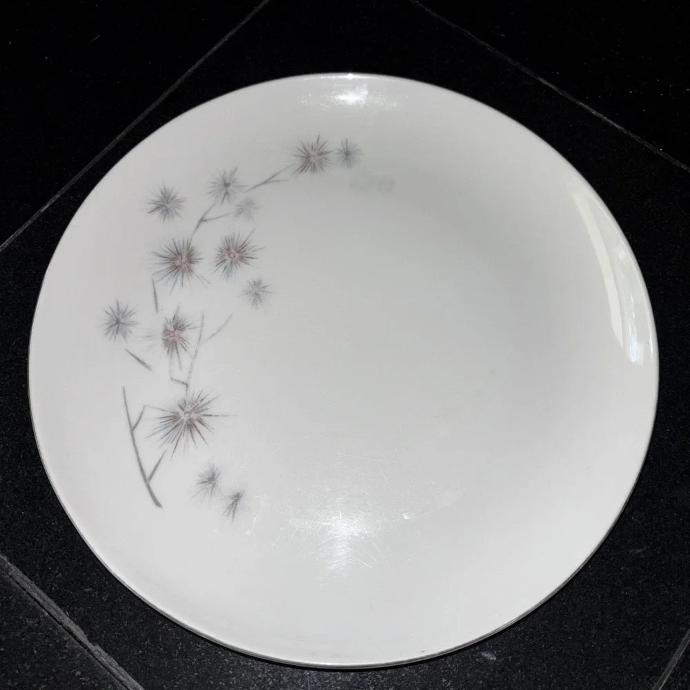 Creative Fine China Platinum Star Burst Dinner Plate Japan MCM Atomic 10.25 Inch
